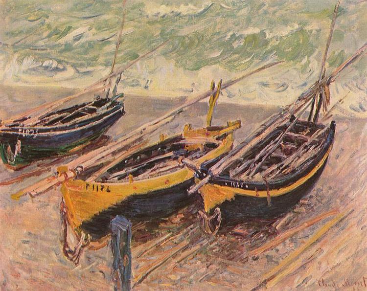 Claude Monet Three Fishing Boats France oil painting art